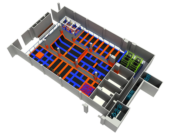 Simple design indoor trampoline park with foam pit