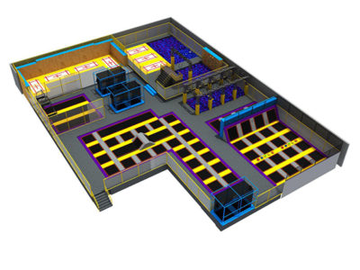 Trampoline park with indoor playground